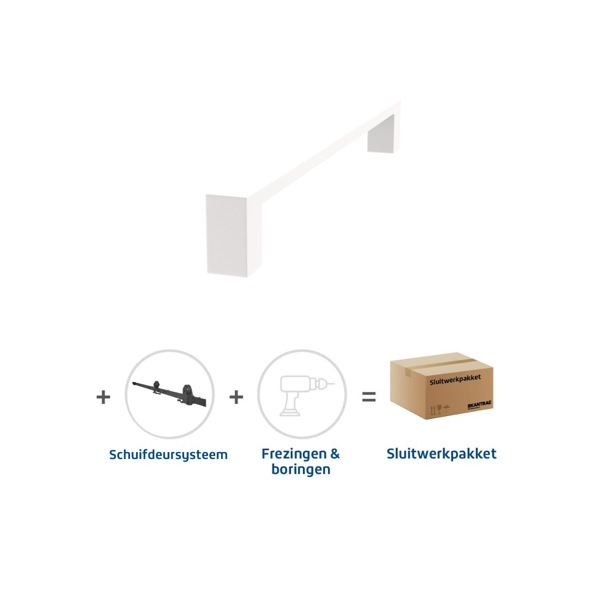 Sluitwerkpakketten met Deurgreep 28x300 Quadrate Wit